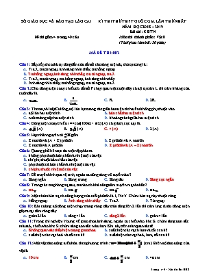Đề thi thử THPT Quốc gia môn Vật lý lần thứ nhất - Mã đề 002 - Năm học 2018-2019 - Sở giáo dục và đào tạo Lào Cai (Có đáp án)